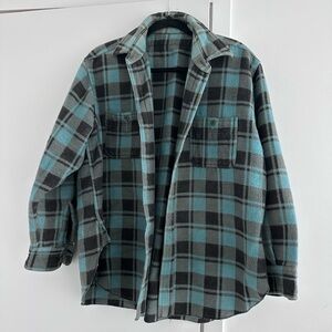 Plaid Flannel Jacket - Blue and Gray